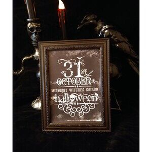 31st OCTOBER WITCHES Soiree HALLOWEEN Framed Decor bw Print 8x10 w Frame